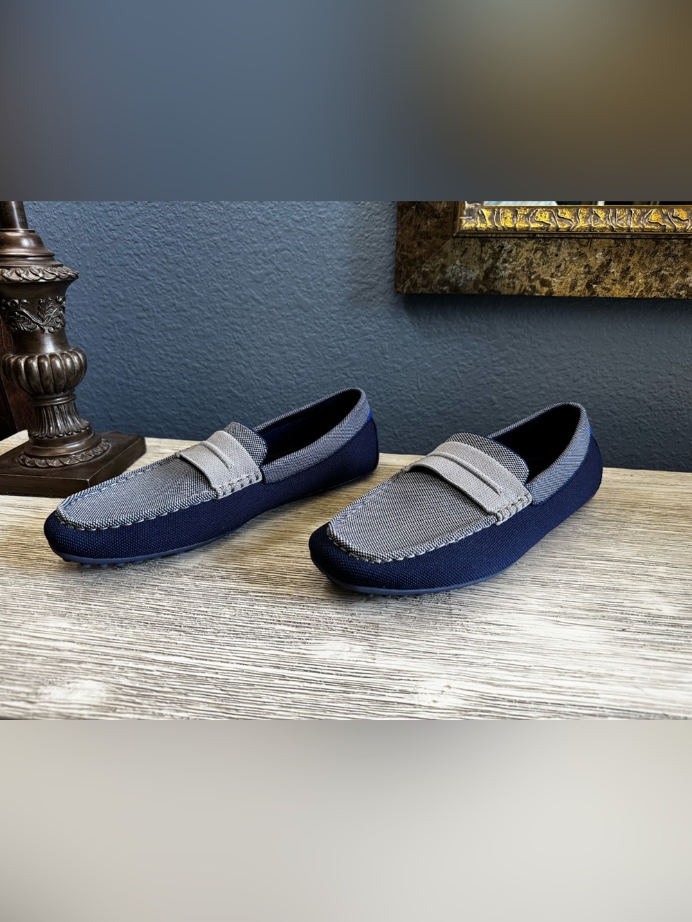 Rothy's Men's Slip-On Loafers in Navy and Gray